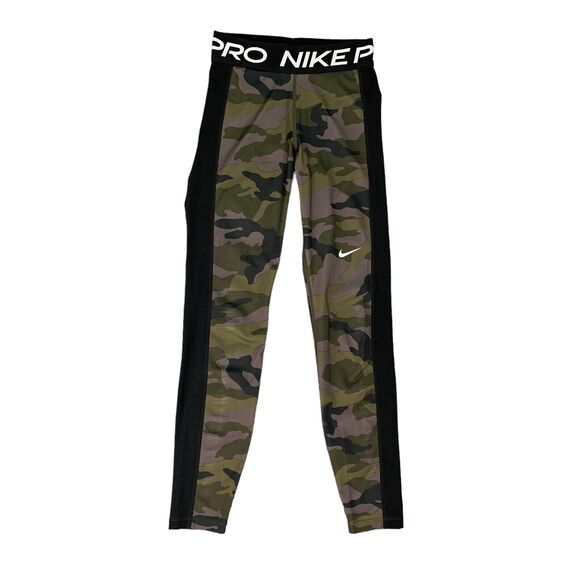 Nike Pro Tight Women Extra Small Camo Dri Fit Compression Waistband Logo Stretch - Picture 1 of 13